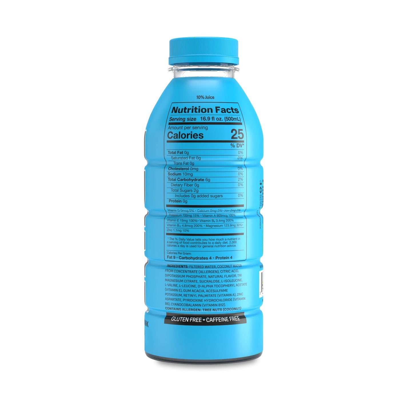 Prime Hydration Drink, Blue Raspberry, 16.9oz 6-Pack Bottles