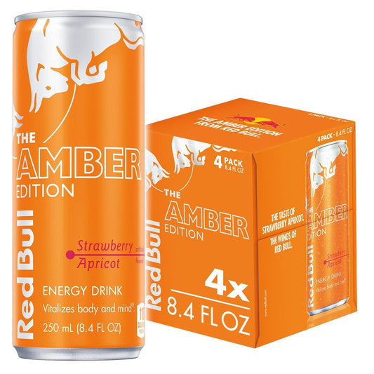 Red Bull Energy Drink, Amber Edition Strawberry Apricot, 8.4 fl oz (4 Pack)