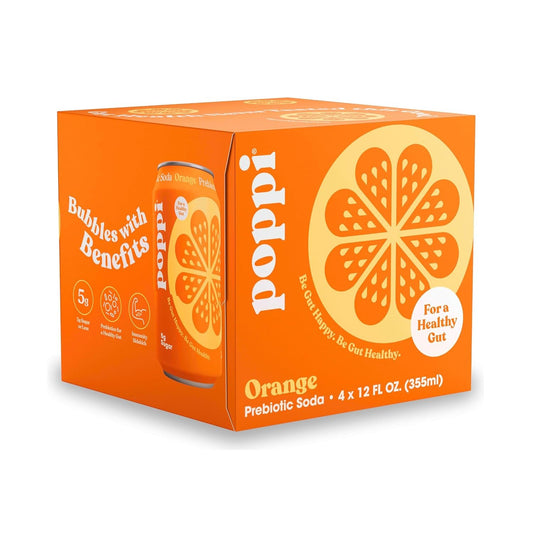 Poppi Orange Prebiotic Soda 4 Pack, 12 FZ