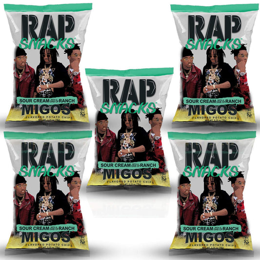 Rap Snacks 5 Pack Variety (2.5oz Bags) (Migos Sour Cream Dab of Ranch)
