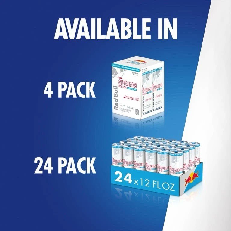 Red Bull Spring Edition Sugar Free Energy Drink, Cherry Sakura, 12 fl. oz., 6 x 4 cans