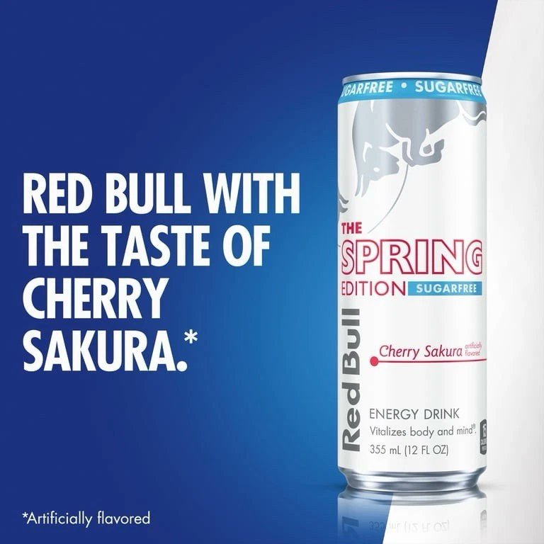 Red Bull Spring Edition Sugar Free Energy Drink, Cherry Sakura, 12 fl. oz., 6 x 4 cans