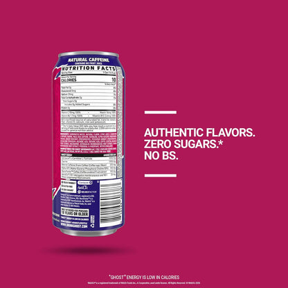 GHOST Energy Drink - 12-Pack, Welch's Grape-Cran, 16oz Cans - Energy & Focus & No Artificial Colors - 200mg of Natural Caffeine, L-Carnitine & Taurine - Gluten-Free & Vegan