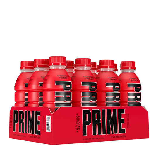 Prime Hydration with BCAA Blend for Muscle Recovery - Tropical Punch (12 Drinks, 16 Fl Oz. Each)