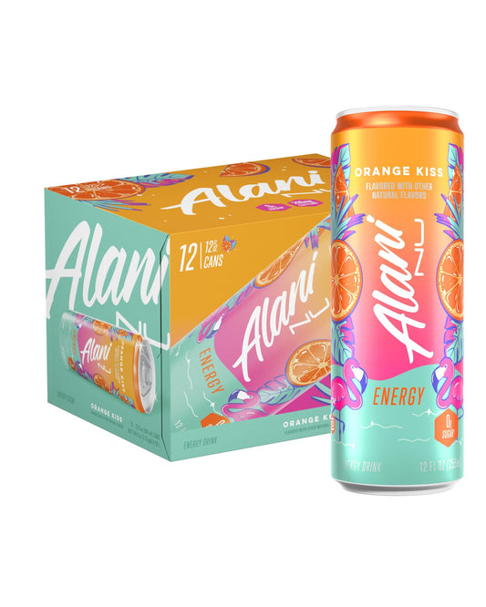 Alani Nu ORANGE KISS Sugar Free, Low Calorie Energy Drinks | 200mg Caffeine | Pre Workout Performance with Antioxidants | Biotin B Vitamins | Zero Sugar | 10 Calories | 12 Fl Oz Cans