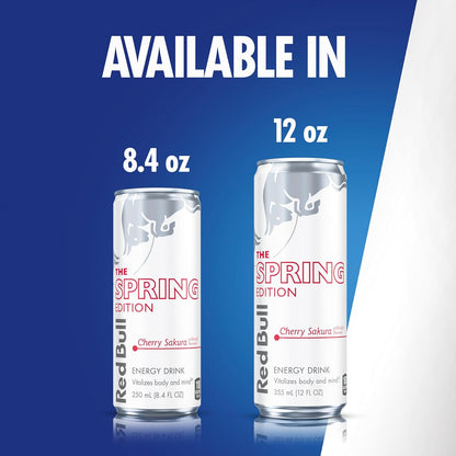 Red Bull Spring Edition Energy Drink, Cherry Sakura, 80mg Caffeine, Taurine & B Vitamins, 8.4 fl. oz. Pack of 24 Cans