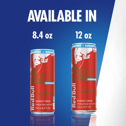 Red Bull Red Edition Sugar Free Energy Drink, Watermelon, with 114mg Caffeine plus Taurine & B Vitamins, 12 Fl Oz, Pack of 4 Cans