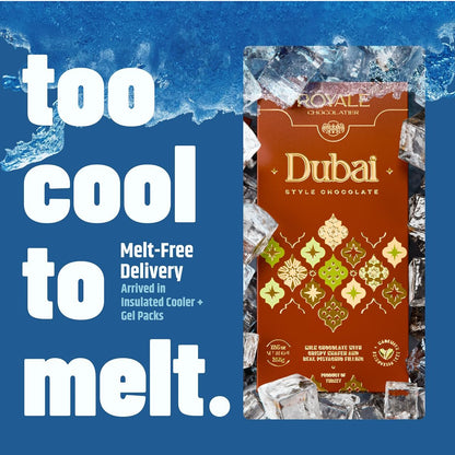 Royale Chocolatier Large Dubai Chocolate Bar (200 gr)|Grade-A Pistachio and Knafeh | Gooey Filling | Coverture Cocoa Butter | White Chocolate Drizzle | No Preservatives or Artificial Coloring