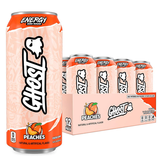 Ghost Energy Drink Peaches 16 oz (Pack of 12)
