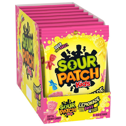 SOUR PATCH KIDS Lemonade Fest Soft & Chewy Candy,8.02 oz (Pack of 8)