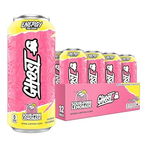 GHOST Energy Drink Sour Pink Lemonade 16 oz Cans (Pack of 12)