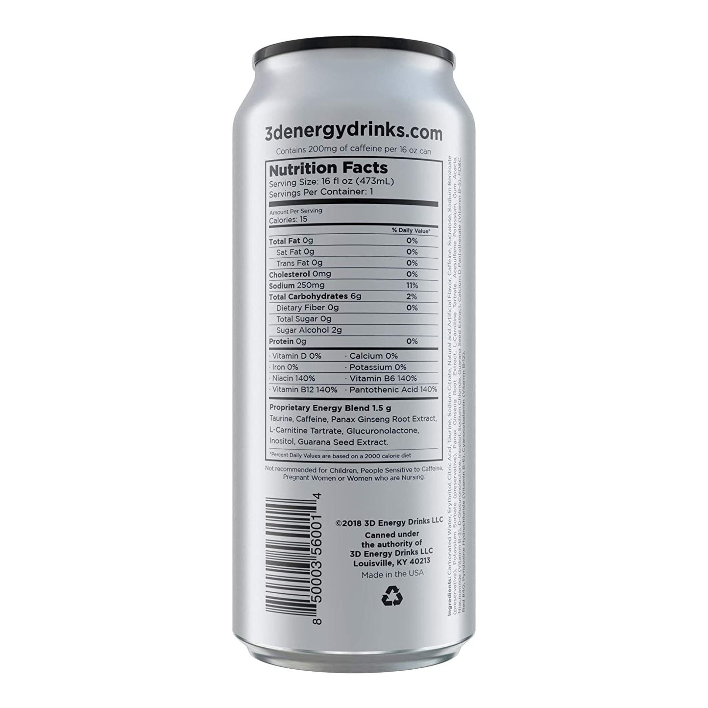 3D Energy Drink Chrome 16 oz (Pack of 12)