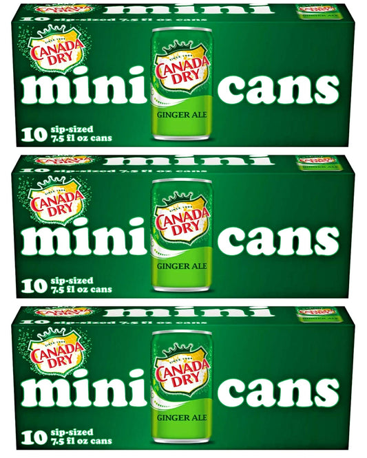 Canada Dry Ginger Ale - 10pk/7.5 fl oz Mini Cans, total 30 cans - SET OF 10