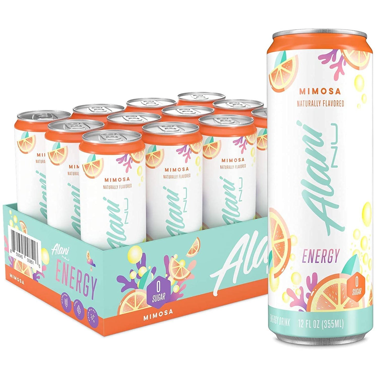 Alani Nu Sugar Free Energy Drinks 12 ounce Cans (Mimosa, 12 Cans)
