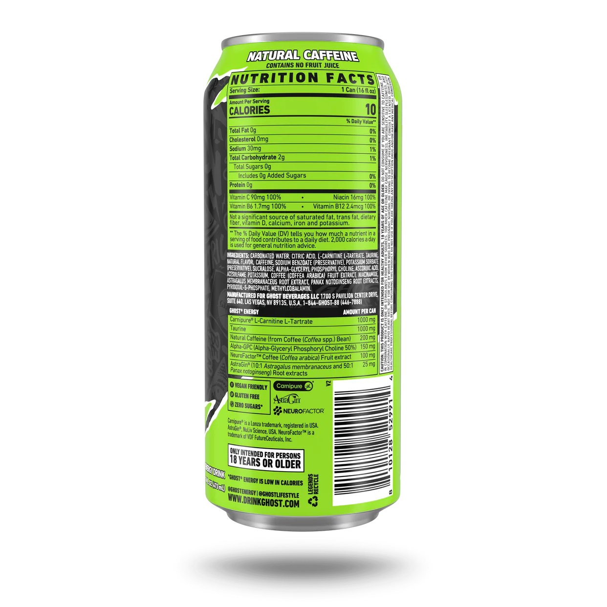 GHOST Energy (Electric Limeade) - Performance Energy Drink - 12-Pack