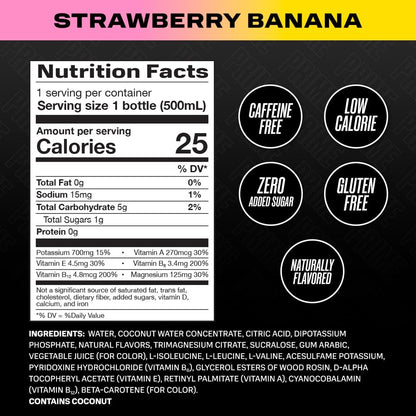 PRIME Hydration Strawberry Banana 16.9 Fl Oz (Pack of 12)