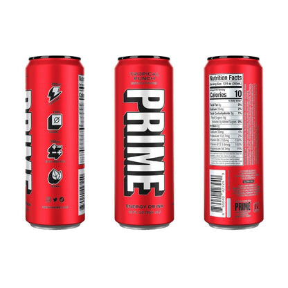 Prime Hydration Drink Energy Cans 6 Flavor Variety Sampler Pack - 200mg Caffeine, Zero Sugar, 300mg Electrolytes, Vegan - (12 Fl Oz Cans)