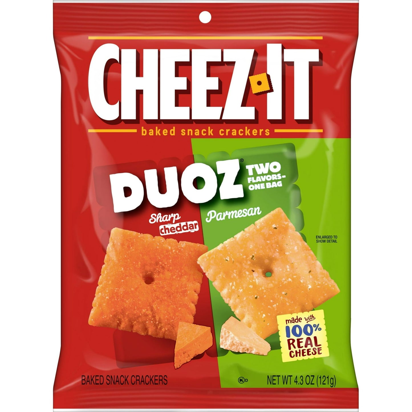 Cheez-It DUOZ Cheddar and Parmesan Cheese Crackers, Baked Snack Crackers, 4.3 oz