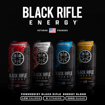Black Rifle Energy Ranger Berry Zero Sugar Energy Drink, 200mg Caffeine, 16 fl oz can (Pack of 12)