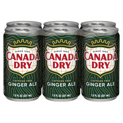 Canada Dry Ginger Ale Soda, 7.5 fl oz cans, 6 pack