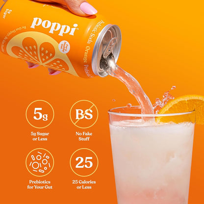 Poppi Orange Prebiotic Soda 4 Pack, 12 FZ