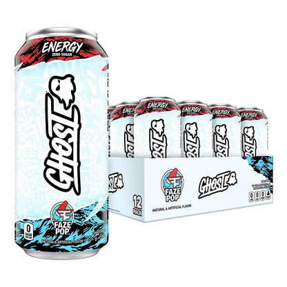 GHOST Zero Sugar Energy Drink, Faze Pop, 16 oz Can (12 Pack)