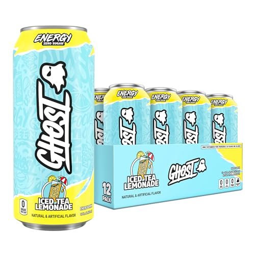 GHOST Energy Drink - 12-Pack, Iced Tea Lemonade, 16oz - Energy & Focus & No Artificial Colors - 200mg of Natural Caffeine, L-Carnitine & Taurine - Gluten-Free & Vegan