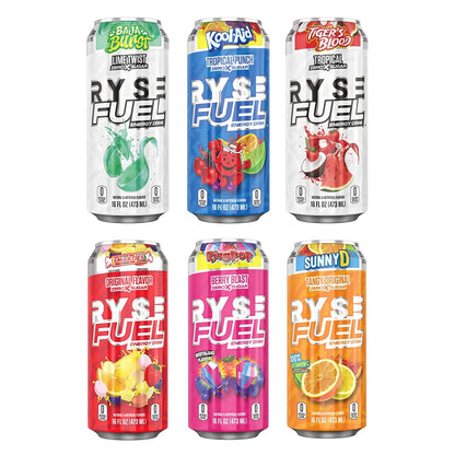 RYSE Fuel Energy Drink | On The Go Energy | 0 Sugars | 0 Calories | Vegan | 200mg Caffeine | 12 Pack (Variety Pack)