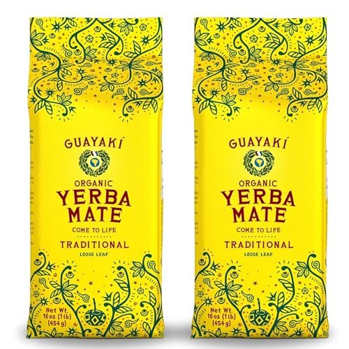 Guayaki Yerba Mate, Organic Traditional Loose Leaf, 16 Ounces (Pack of 2), 40mg Caffeine per Serving, Alternative to Tea, Coffee and Energy Drinks