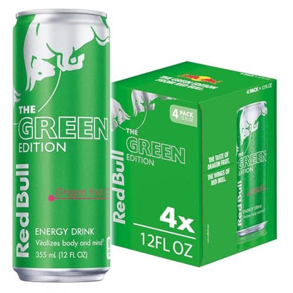 Red Bull Energy Drink, The Green Edition, 12 Fl Oz, 4 Pack, 48 Fl Oz