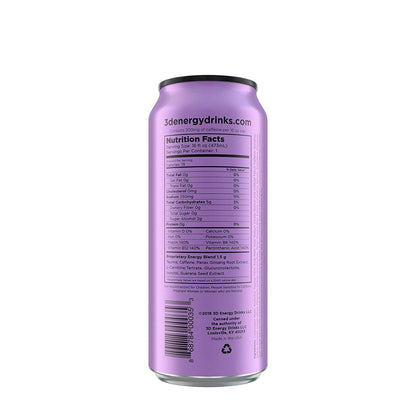 3D Energy Drink Grape 16 oz Cans (Pack of 12)