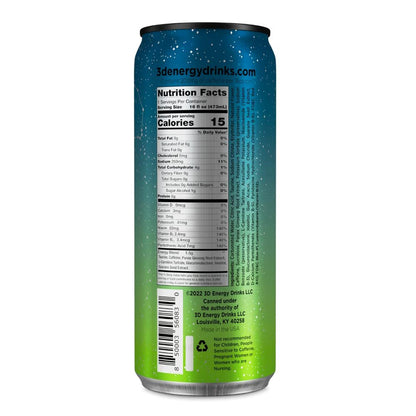 3D Energy Drink | 200mg Caffeine | Zero Sugar | Proprietary Energy Blend: Taurine, Panax Ginseng Root Extract, L-Carnitine Tartrate, Glucuronolactone, Inositol, Guarana Seed Extract | 16 Fluid Ounce Per Can | Galaxy Lime (12 Pack)