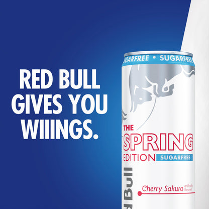 Red Bull Spring Edition Sugarfree Energy Drink, Cherry Sakura, 114mg Caffeine, Taurine & B Vitamins, 12oz. Pack of 24 Cans