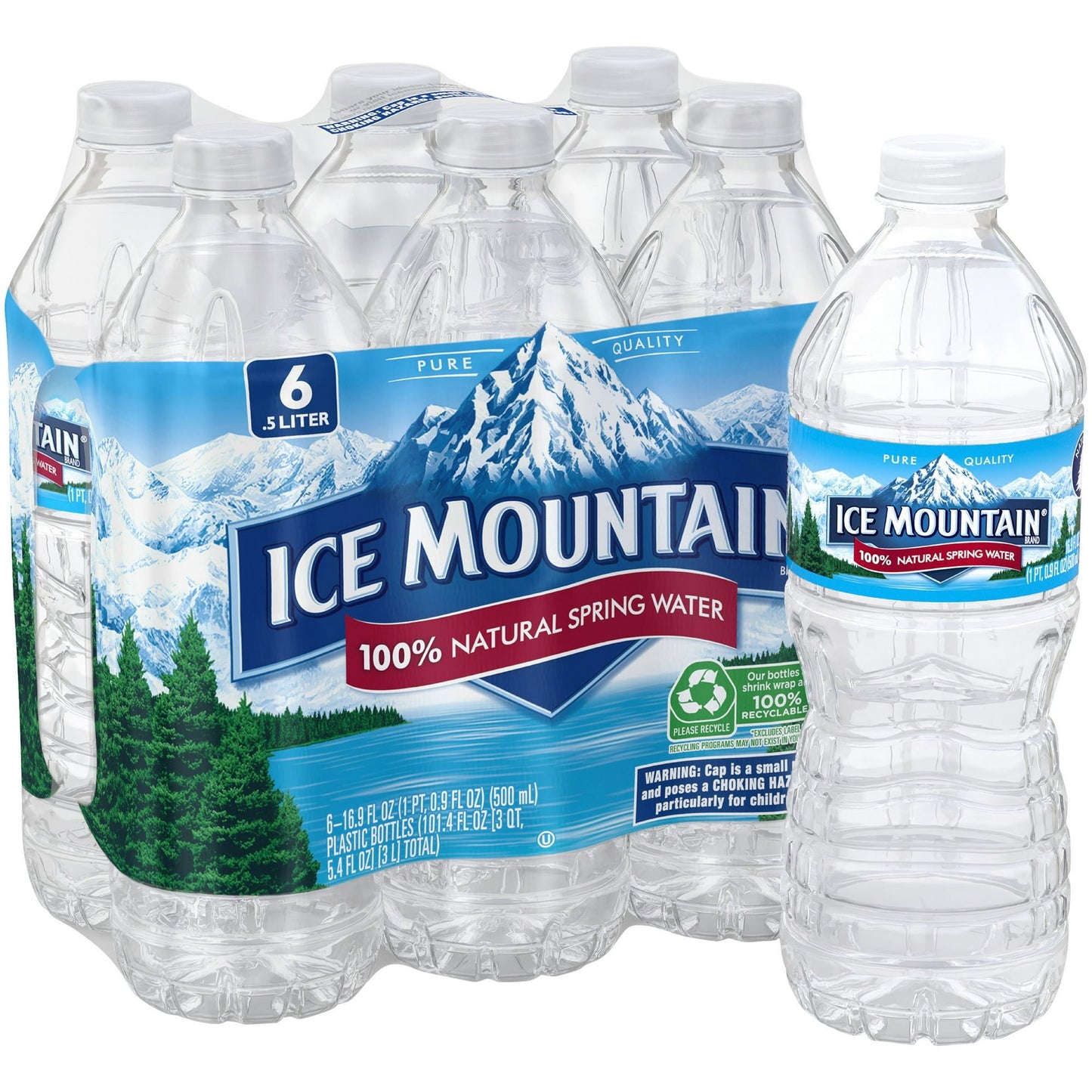 ICE MOUNTAIN BRAND 100% Natural Spring Water 6-16.9 fl. oz. Bottles