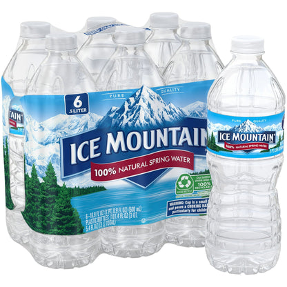 ICE MOUNTAIN BRAND 100% Natural Spring Water 6-16.9 fl. oz. Bottles