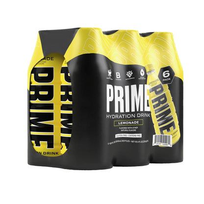 Prime Hydration Drink, Lemonade, 16.9oz 6-Pack Bottles