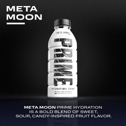 PRIME Hydration META MOON | Sports Drinks | Electrolyte Enhanced for Ultimate Hydration | 250mg BCAAs | B Vitamins | Antioxidants | 2g Of Sugar | 16.9 Fluid Ounce | 12 Pack