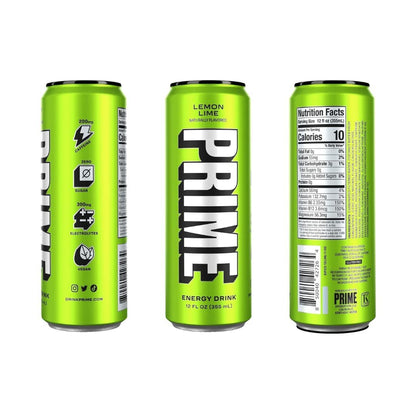 Prime Hydration Drink Energy Cans 6 Flavor Variety Sampler Pack - 200mg Caffeine, Zero Sugar, 300mg Electrolytes, Vegan - (12 Fl Oz Cans)