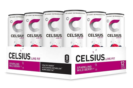Celsius Sparkling Energy Drink, Wild Berry, 12 Fluid Ounce (Pack of 12) (Packaging may vary)