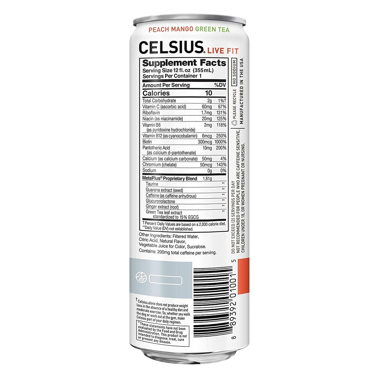 CELSIUS Essential Energy Drink 12 Fl Oz, Peach Mango Green Tea (Pack of 4)