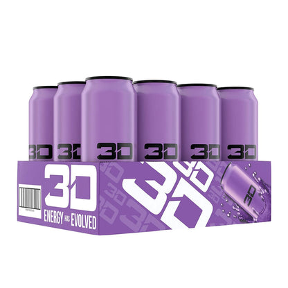 3D Energy Drink Grape 16 oz Cans (Pack of 12)