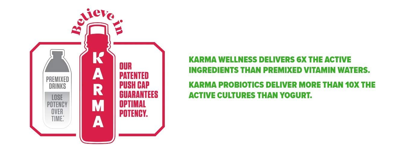 Karma Flavored Water with Probiotics Variety Pack 18 oz (Pack of 6)