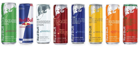 Red Bull Variety Pack 8.4 ounce : Red, Peach, Yellow, Blue, Original, Amber - Pack of 24