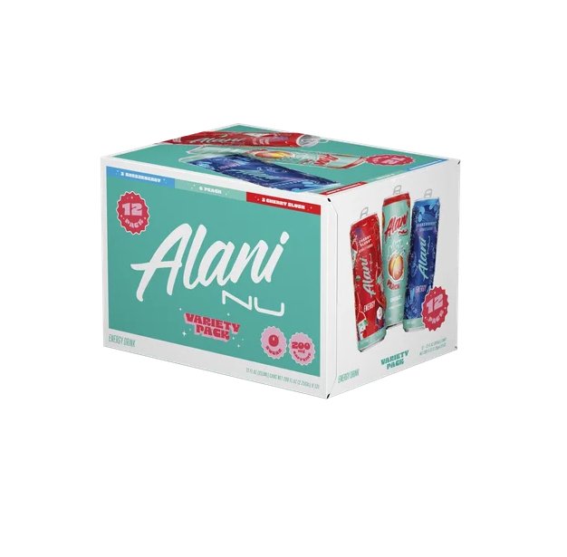 Alani Nu Sugar-Free Energy Drink, 12-pack Variety Pack, Juicy Peach, Cherry Slush, Breezeberry Stardust, 12oz Cans 12-pack Multi-pack (12 Cans)
