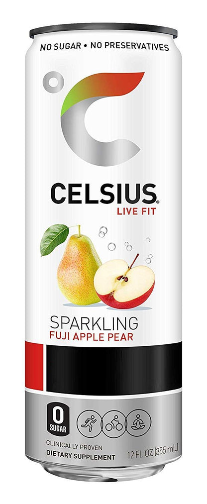 Sparkling Fuji Apple Pear Fitness Drink, Zero Sugar, 12oz. Slim Can (Pack of 12)