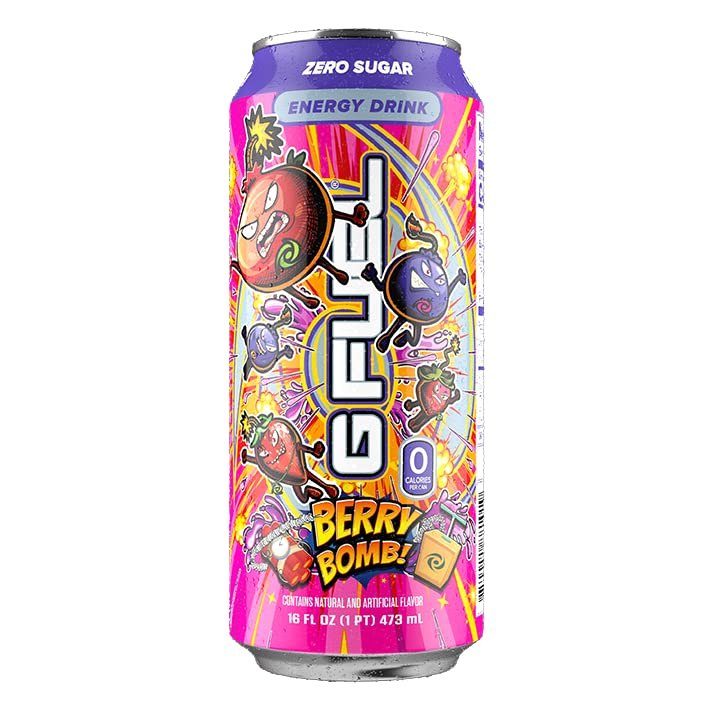 G Fuel Berry Bomb Energy Drink, 16 oz can, 12-pack case