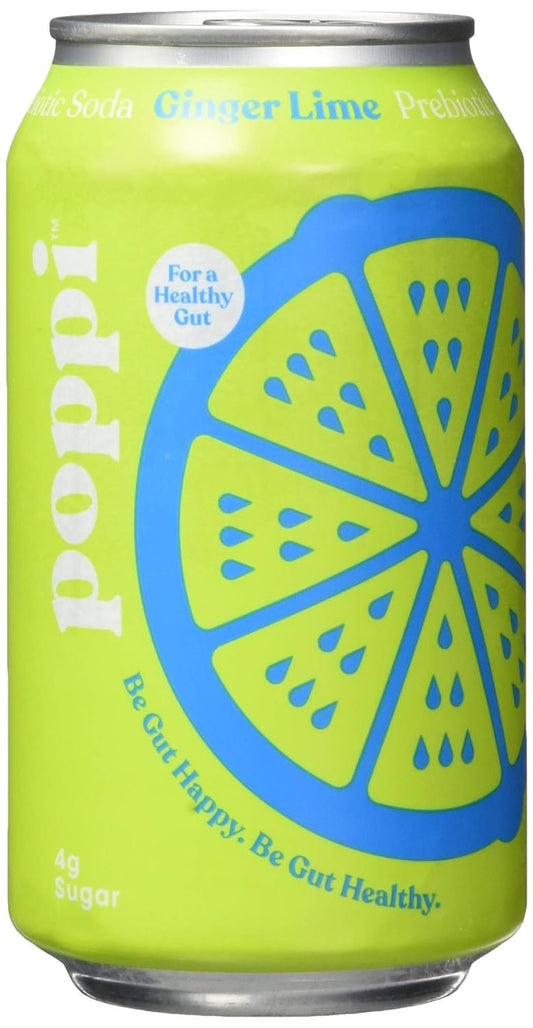 Poppi Ginger Lime Prebiotic Soda, 12 Fl Oz (Pack of 12)