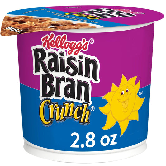 Raisin Bran Crunch Cold Breakfast Cereal Cup, Fiber Cereal, Heart Healthy, Original, 2.8oz Cup (1 Cup)