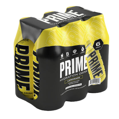 Prime Hydration Drink, Lemonade, 16.9oz 6-Pack Bottles