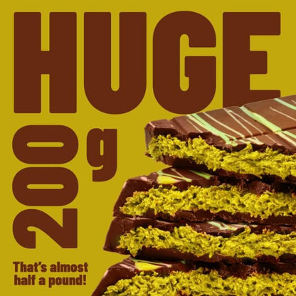 Royale Chocolatier Large Dubai Chocolate Bar (200 gr)|Grade-A Pistachio and Knafeh | Gooey Filling | Coverture Cocoa Butter | White Chocolate Drizzle | No Preservatives or Artificial Coloring